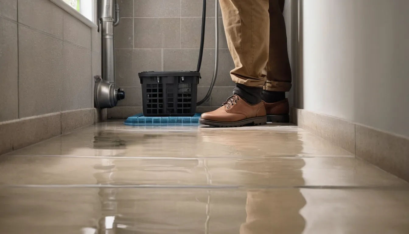 Homeowner checking a basement floor drain in the Orland Park area